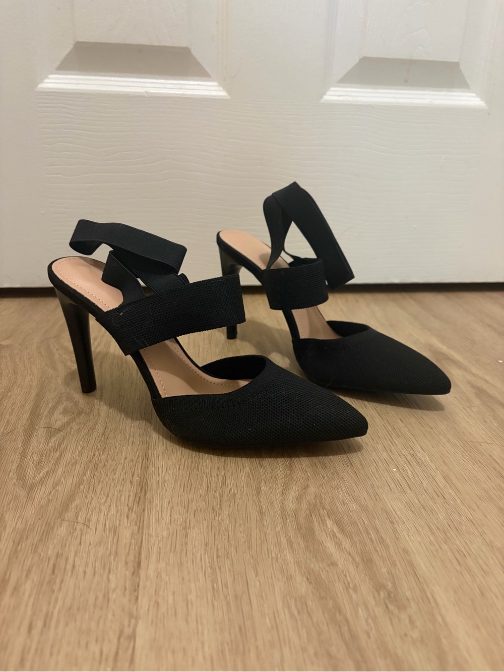 SHEIN Black Pointed Slingback Stilettos
